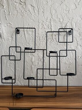 Contemporary Black Geometric Multi-Candle Wall Mount Accent